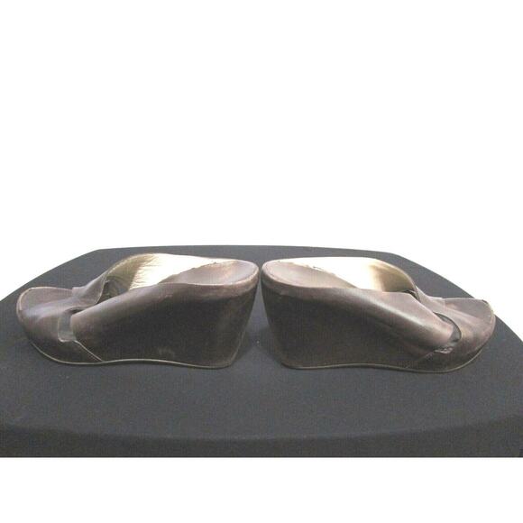 Attilio Giusti Leombruni Brown Leather Slide Wedge Comfy Heels Sz 39.5 EU/8.5 US - Picture 7 of 10